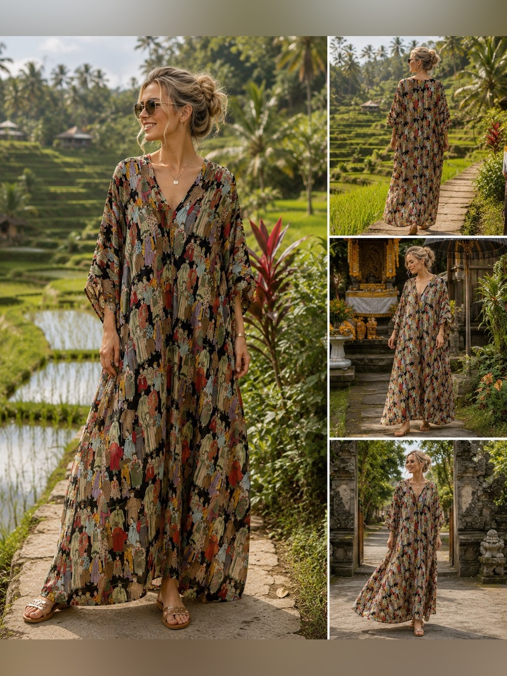 Natori NWT People Around the World Graphic Kimono – One Size